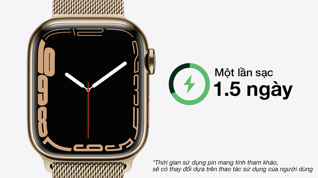 Apple Watch Series 7 LTE 41mm dây thép - Thời lượng pin