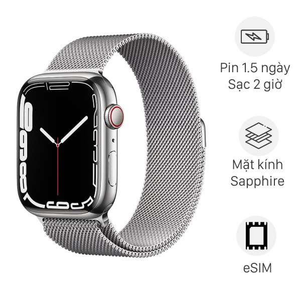 Đồng Hồ Thông Minh Apple Watch Series 7 Lte 45Mm Dây Thép