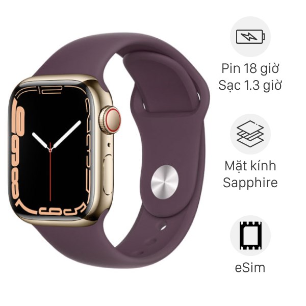 Đồng hồ thông minh Apple Watch Series 7 LTE 41mm viền thép