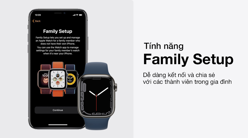 Apple Watch Series 7 LTE 45mm viền thép - Family Setup