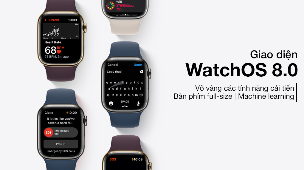 Apple Watch Series 7 LTE 45mm viền thép - Hệ điều hành WatchOS 8