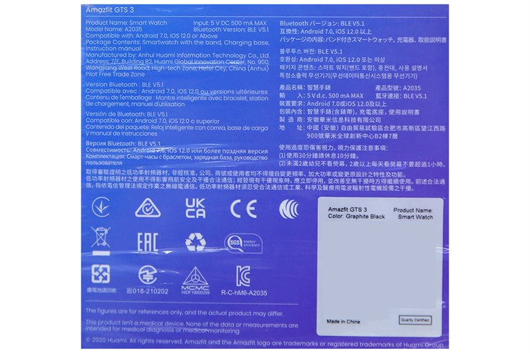 Đồng hồ thông minh Amazfit GTS 3 42.4mm Đen Màu Đen