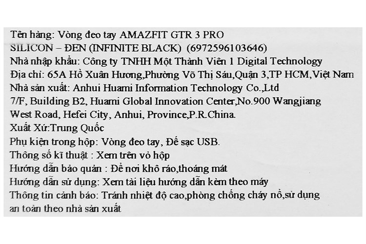 Đồng hồ thông minh Amazfit GTR 3 Pro 46mm Màu Đen