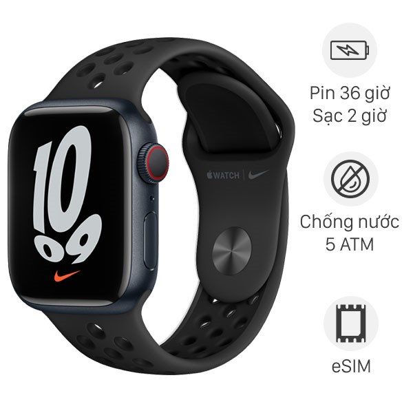 Apple Watch Nike Series 7 GPS + Cellular 41mm viền đen
