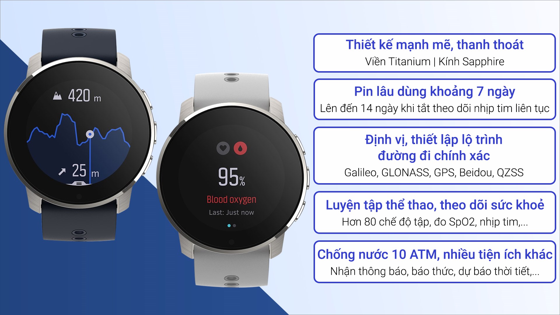 Đồng hồ thông minh Suunto 9 Peak Titanium 43mm