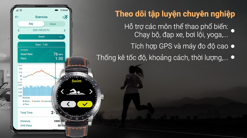Đồng hồ thông minh ASUS VivoWatch 5 47mm Đen