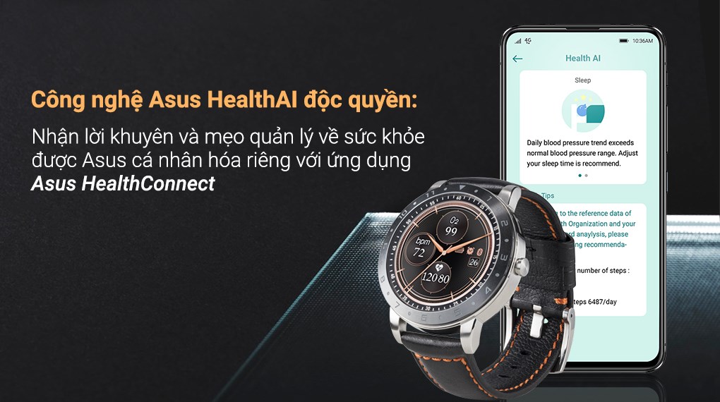 Đồng hồ thông minh ASUS VivoWatch 5 47mm Đen