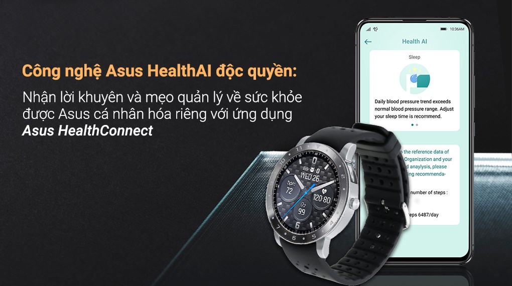Đồng hồ thông minh ASUS VivoWatch 5 47mm Đen