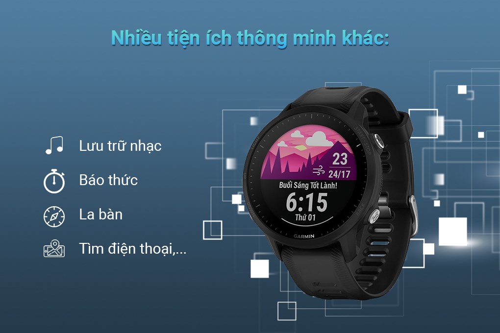 Đồng hồ thông minh Garmin Forerunner 955 46.5mm Đen