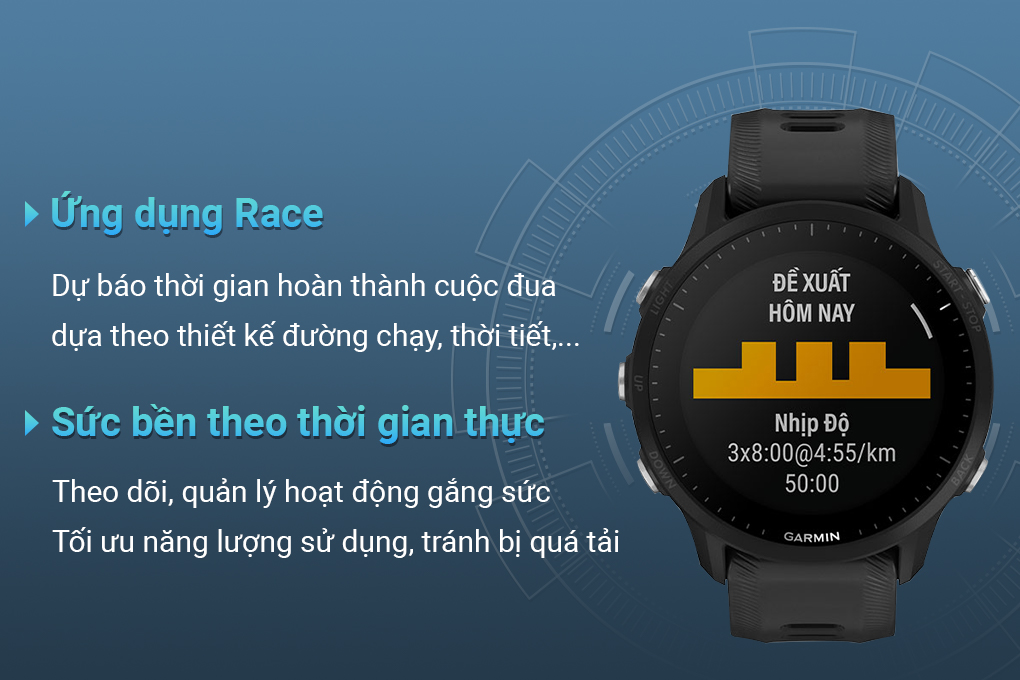 Garmin Forerunner 955 dây silicone - Sức bền theo thời gian thực