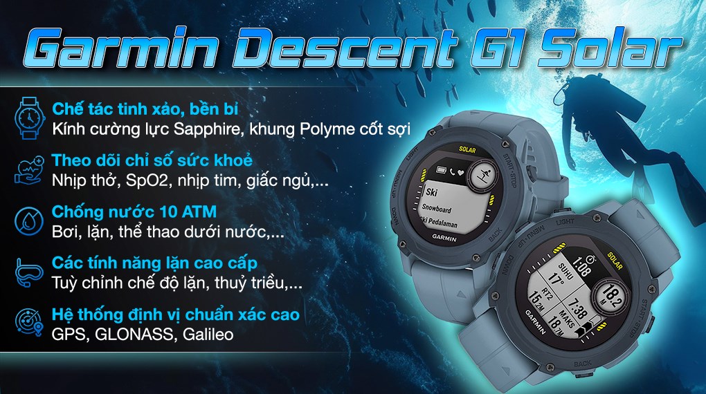 Đồng hồ thông minh Garmin Descent G1 Solar 45.5mm