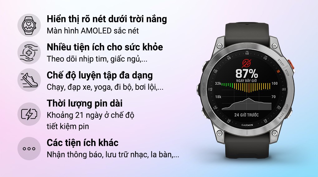 Đồng hồ thông minh Garmin Epix Gen 2 47mm Xám