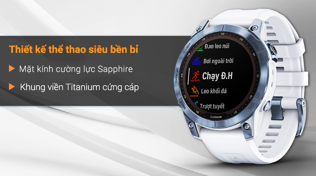 Đồng hồ thông minh Garmin Fenix 7 Sapphire viền Titanium - Thiết kế 