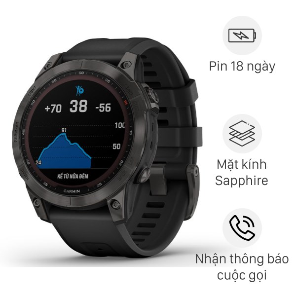 Đồng hồ thông minh Garmin Fenix 7 Sapphire 47mm Đen