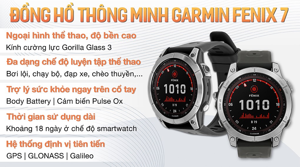 Đồng hồ thông minh Garmin Fenix 7 47mm Xám