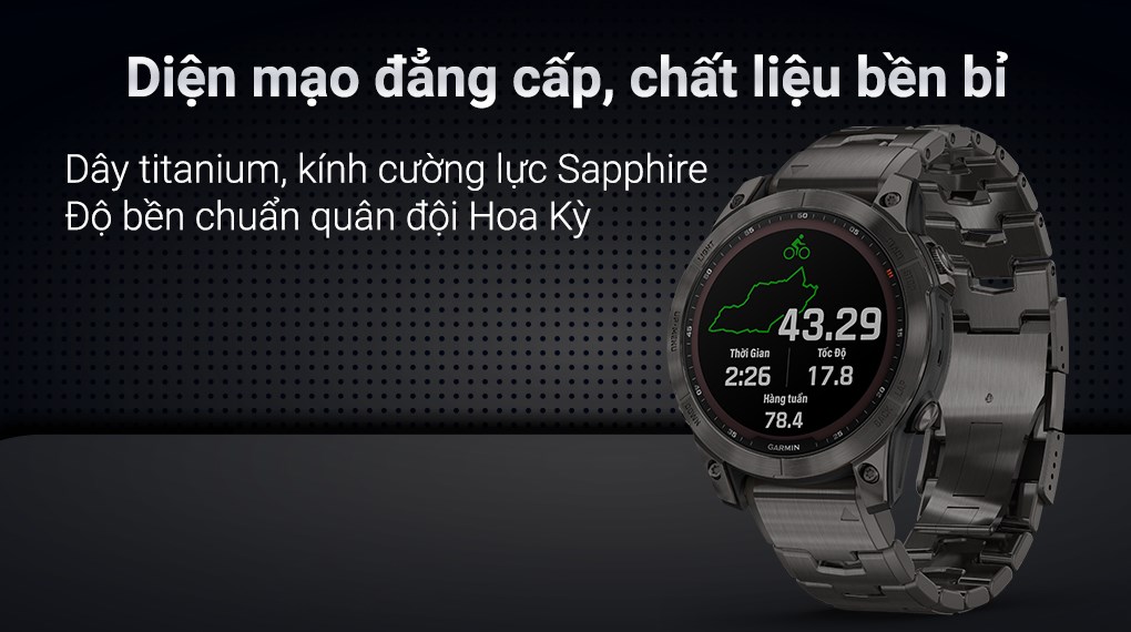 Đồng hồ thông minh Garmin Fenix 7 Titanium 47mm Đen