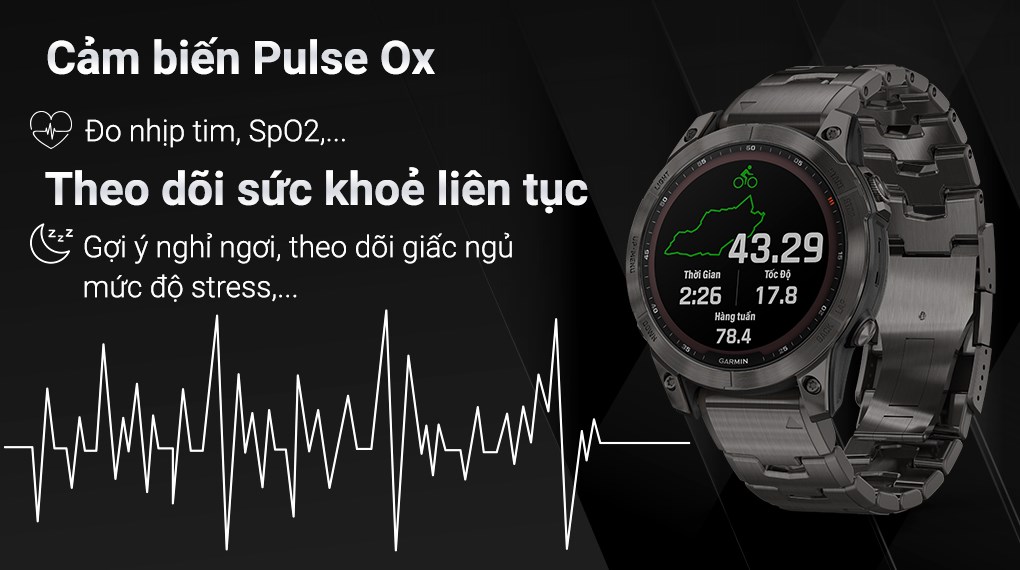 Đồng hồ thông minh Garmin Fenix 7 Titanium 47mm Đen