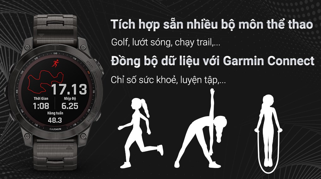Đồng hồ thông minh Garmin Fenix 7 Titanium 47mm Đen