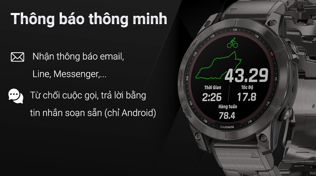 Đồng hồ thông minh Garmin Fenix 7 Titanium 47mm Đen