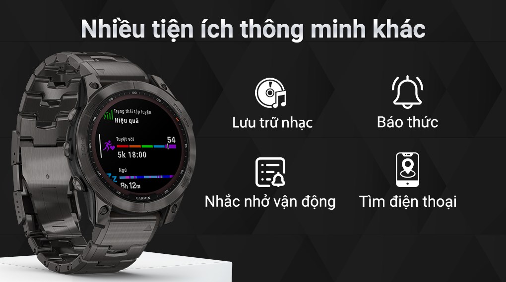 Đồng hồ thông minh Garmin Fenix 7 Titanium 47mm Đen