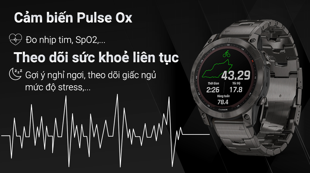 Garmin Fenix 7 viền Titanium dây Titanium - Cảm biến sức khoẻ