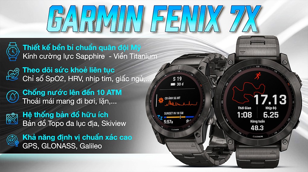 Đồng hồ thông minh Garmin Fenix 7X Titanium 51mm
