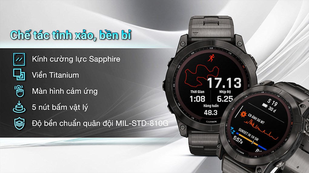 Đồng hồ thông minh Garmin Fenix 7X Titanium 51mm