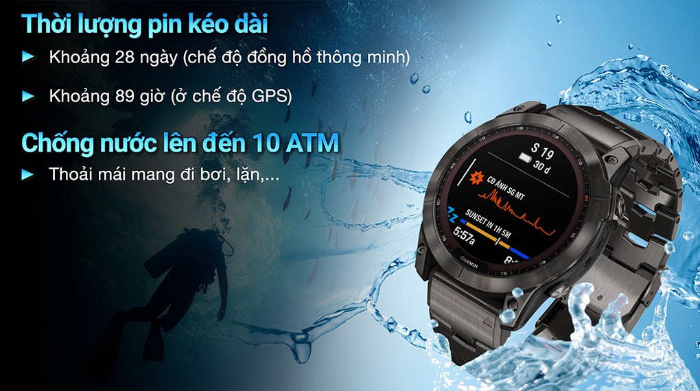 Đồng hồ thông minh Garmin Fenix 7X Titanium 51mm