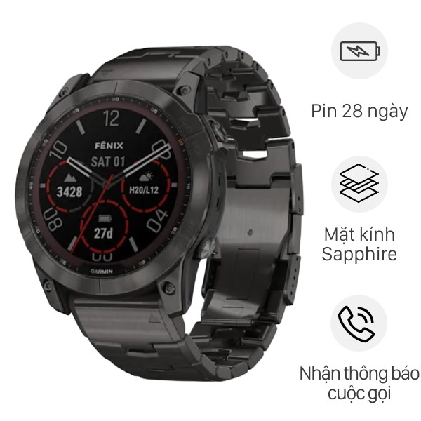 Đồng hồ thông minh Garmin Fenix 7X Titanium 51mm