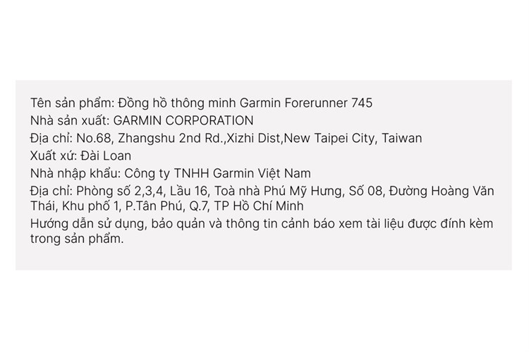 Đồng hồ thông minh Garmin Forerunner 745 43.8mm Màu Trắng