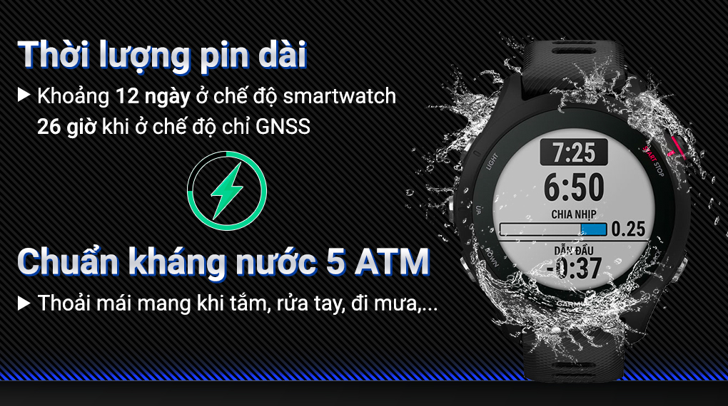 Garmin Forerunner 255S Music - Kháng nước 5 ATM