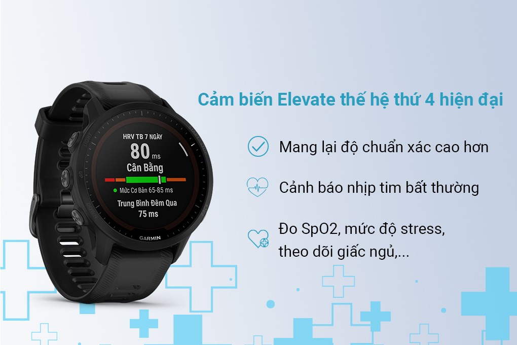 Đồng hồ thông minh Garmin Forerunner 955 Solar 46.5mm Đen