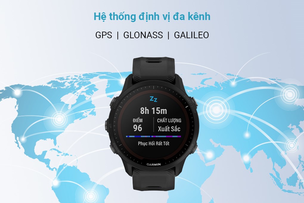 Đồng hồ thông minh Garmin Forerunner 955 Solar 46.5mm Đen