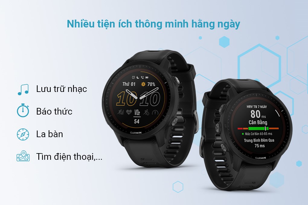 Đồng hồ thông minh Garmin Forerunner 955 Solar 46.5mm Đen