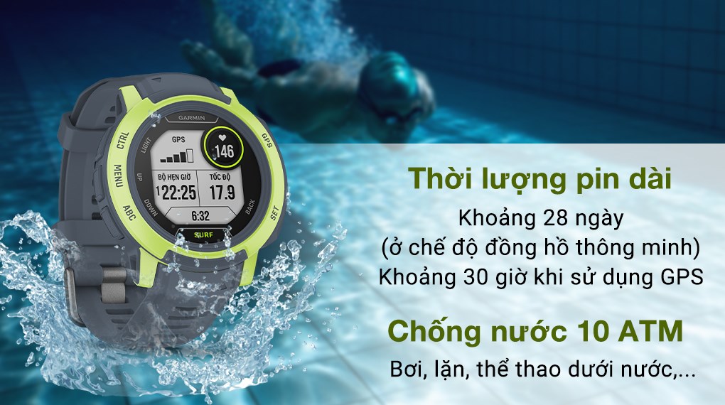 Đồng hồ thông minh Garmin Instinct 2 Surf Edition 45mm Xám