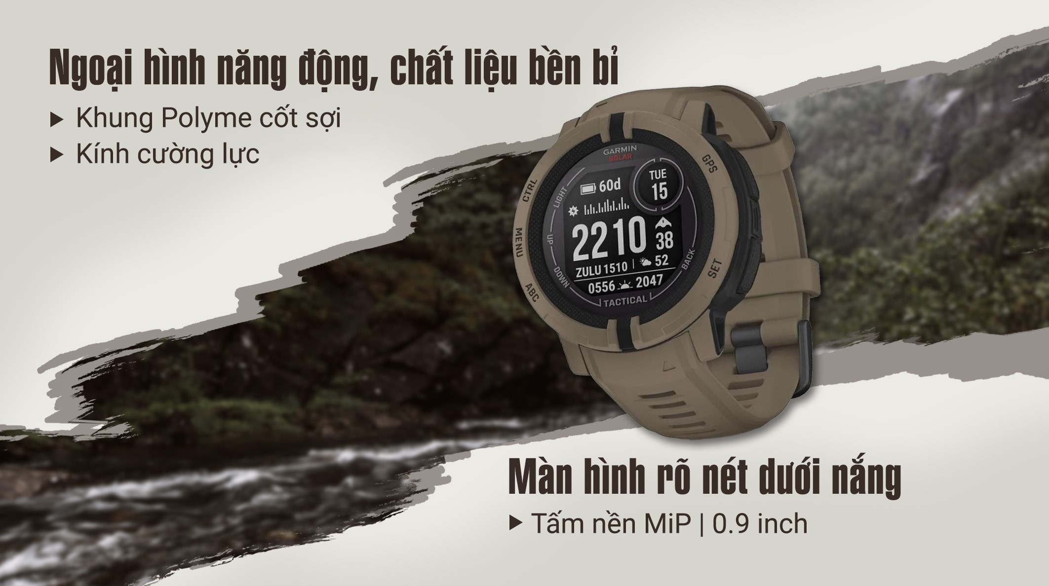 Đồng hồ thông minh Garmin Instinct 2 Solar Tactical Edition 45mm