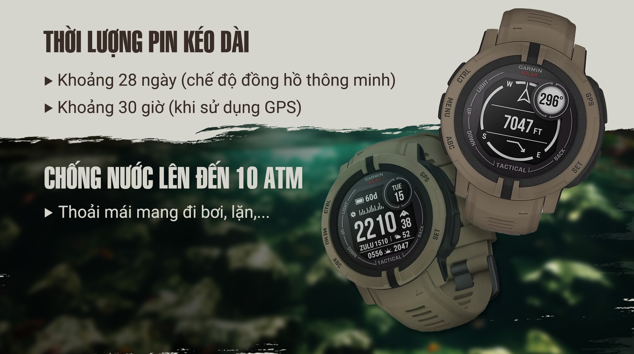 Đồng hồ thông minh Garmin Instinct 2 Solar Tactical Edition 45mm