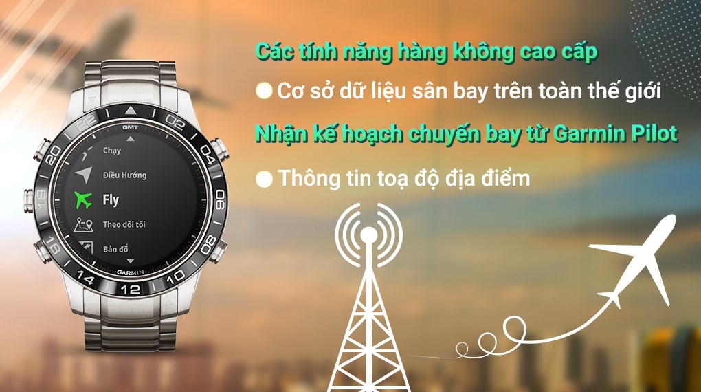 Đồng hồ thông minh Garmin MARQ Aviator 46mm Bạc