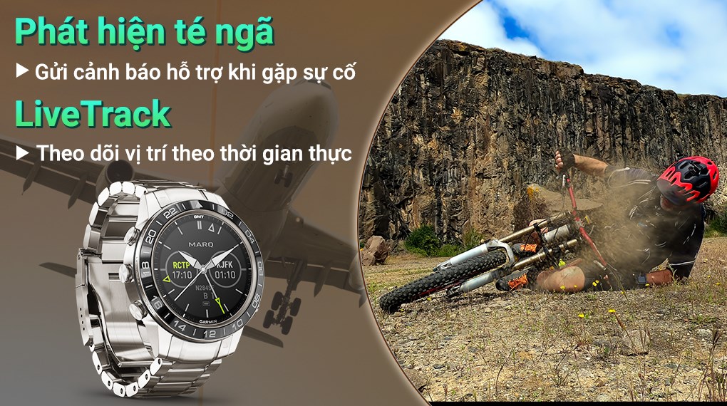 Đồng hồ thông minh Garmin MARQ Aviator 46mm Bạc