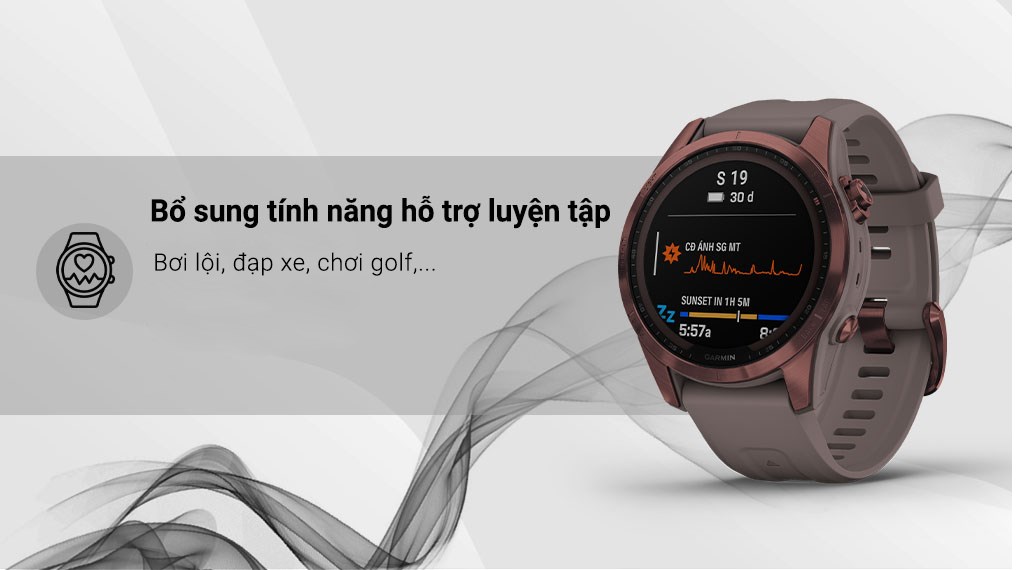 Đồng hồ thông minh Garmin Fenix 7S Solar Titanium 42mm Xám