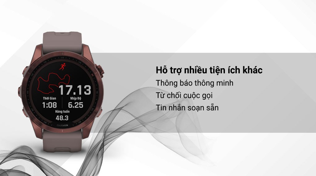 Đồng hồ thông minh Garmin Fenix 7S Solar Titanium 42mm Xám