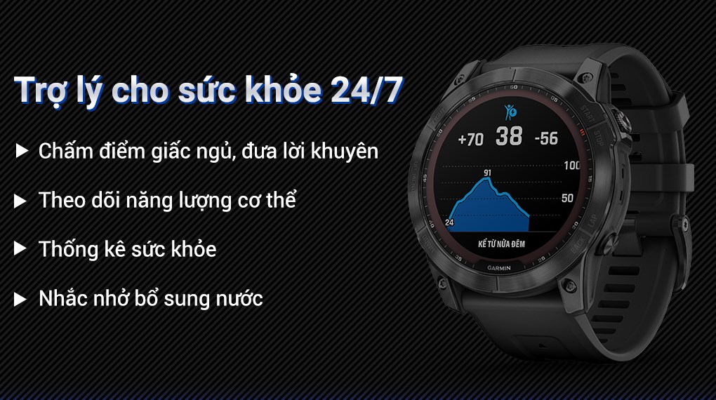 Đồng hồ thông minh Garmin Fenix 7X Solar Titanium 51mm