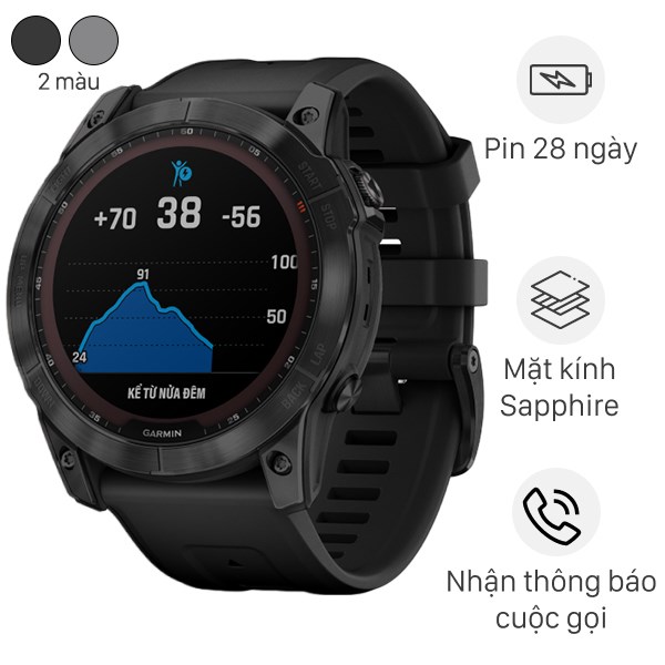 Đồng hồ thông minh Garmin Fenix 7X Solar Titanium 51mm