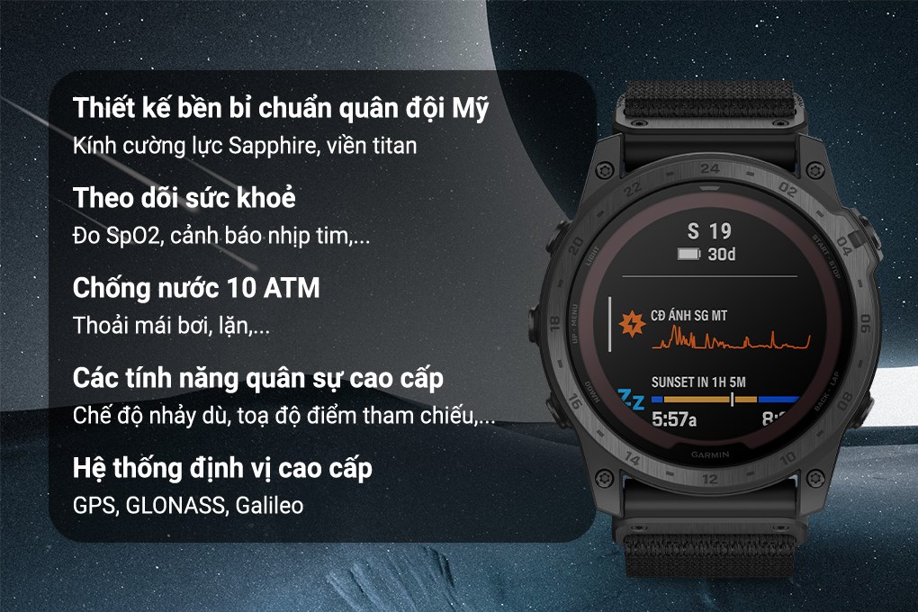 Đồng hồ thông minh Garmin Tactix 7 PRO Solar 51mm Đen