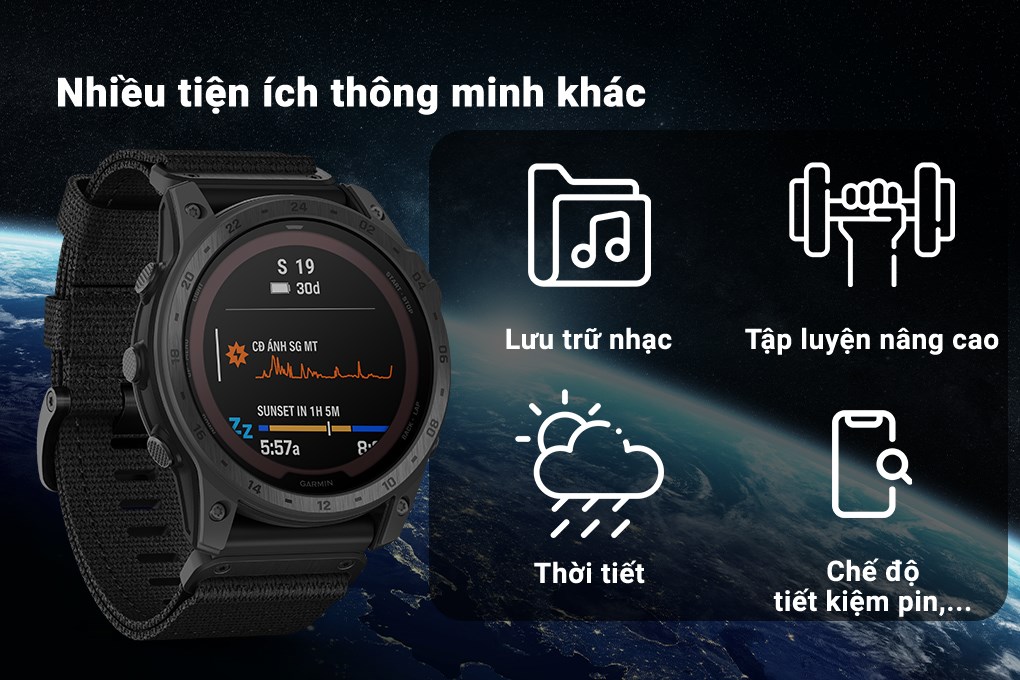 Đồng hồ thông minh Garmin Tactix 7 PRO Solar 51mm Đen