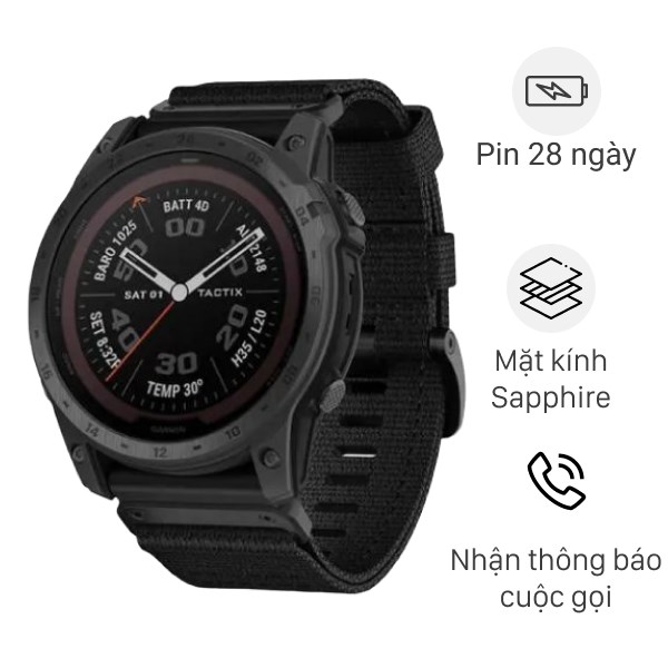 Đồng Hồ Thông Minh Garmin Tactix 7 Pro Solar 51Mm Đen