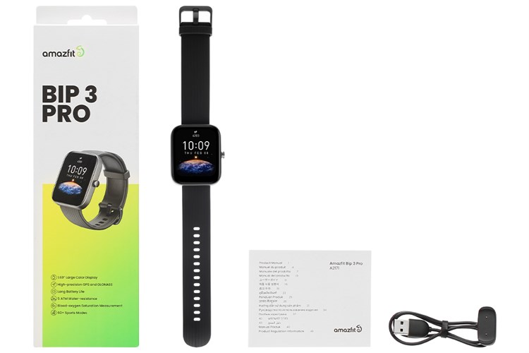 Đồng hồ thông minh Amazfit Bip 3 Pro 44.12mm Màu Đen