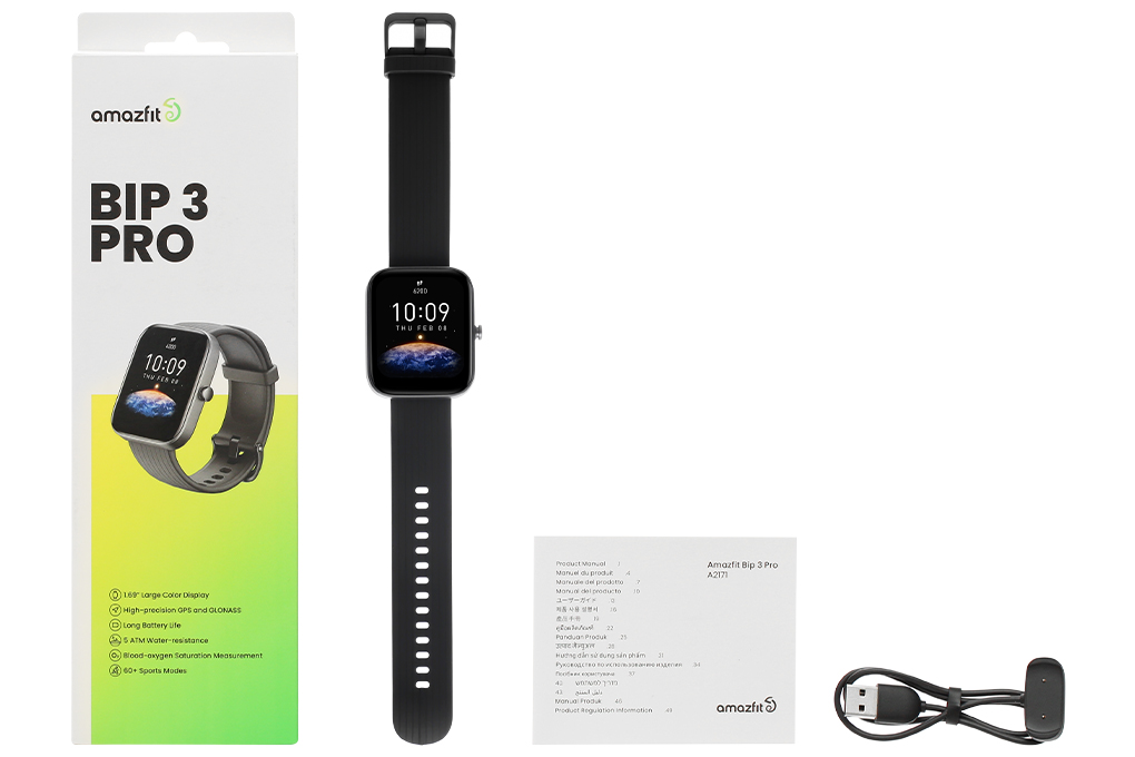 Đồng hồ thông minh Amazfit Bip 3 Pro 44.12mm Màu Đen