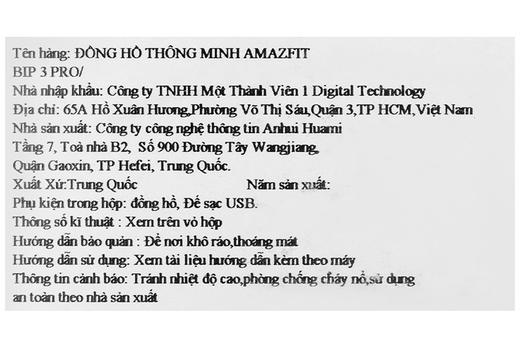 Đồng hồ thông minh Amazfit Bip 3 Pro 44.12mm Màu Đen