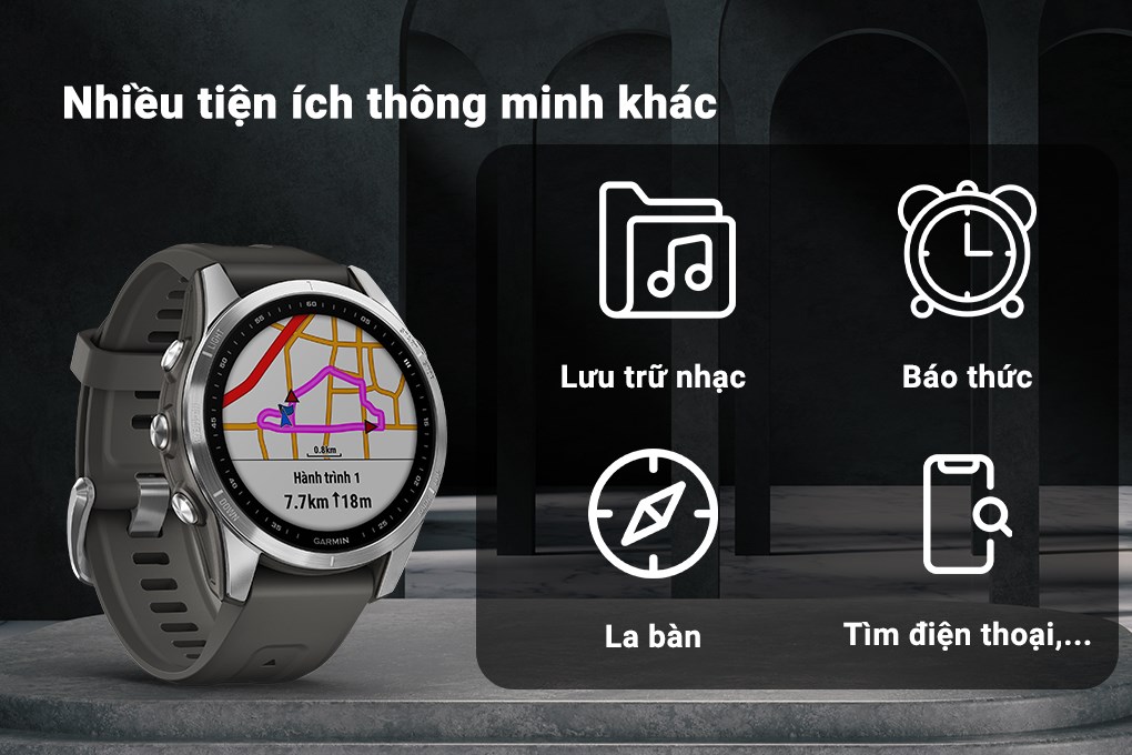 Đồng hồ thông minh Garmin Fenix 7S 42mm Xám